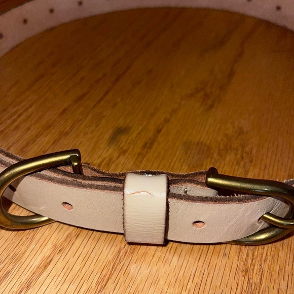 Genuine Leather Tan Beige Belt with Brads Hardware Size Small - Picture 2 of 4